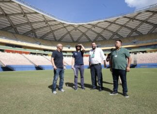 Governo do Amazonas recebe comitiva da Conmebol para avaliação técnica da Arena da Amazônia