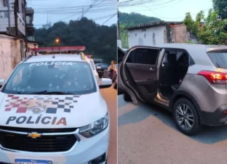 Criminosos atiram 17 vezes em viatura da PM em comunidade no litoral de SP