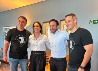 Rosana Valle e Coimbra recebem Flávio Bolsonaro e Derrite no Guarujá-SP e traçam estratégias para as eleições de 2026